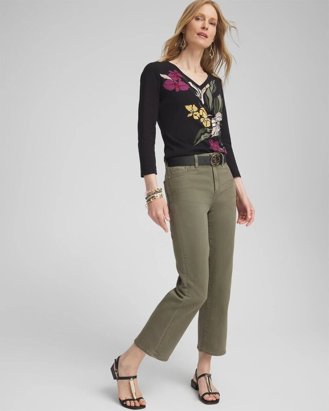 Blooms Print 3/4 Sleeve Perfect Tee - image 2